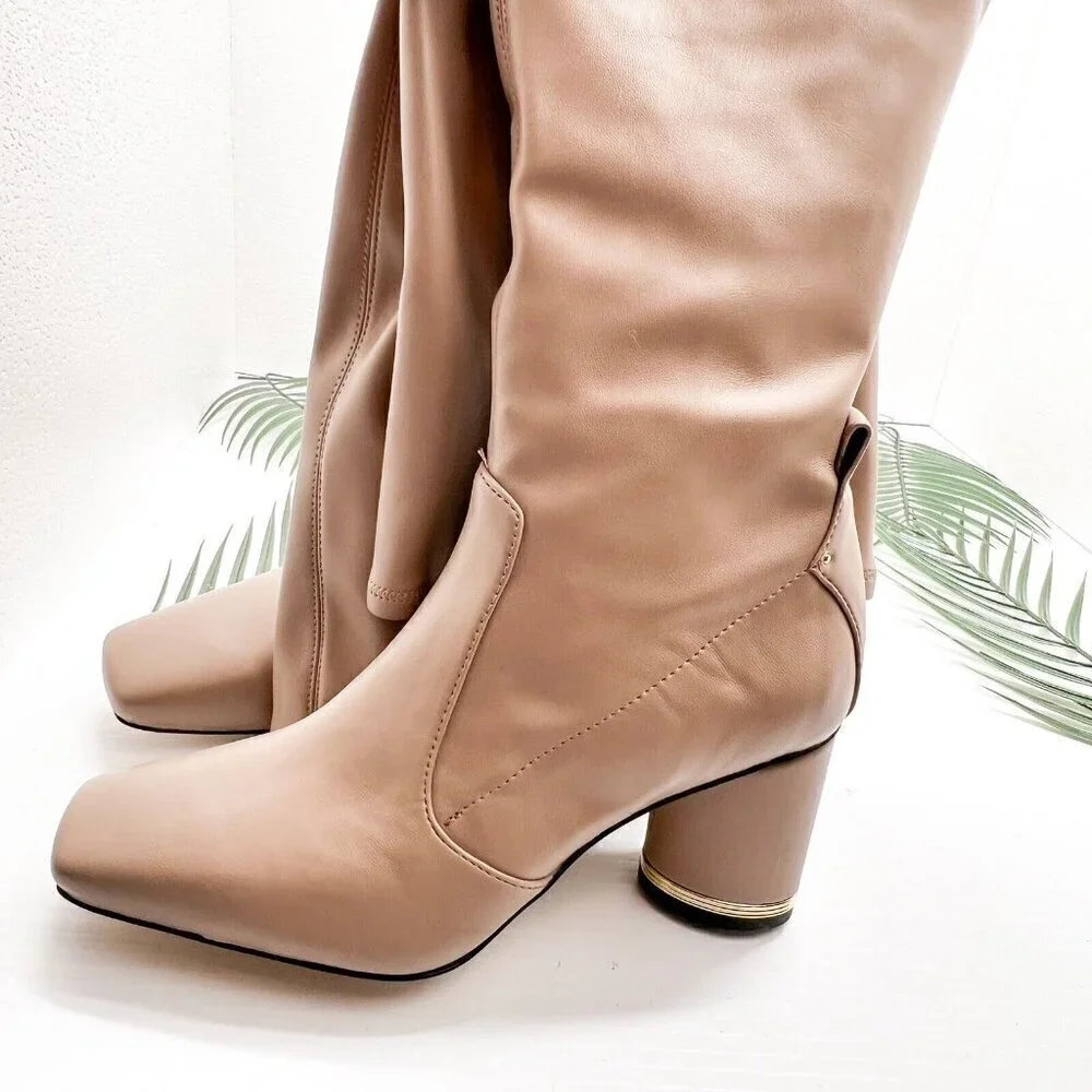 Franco Sarto Pisaboot Wide Calf Over The Knee High Boots Taupe Size 7.5 M NWB